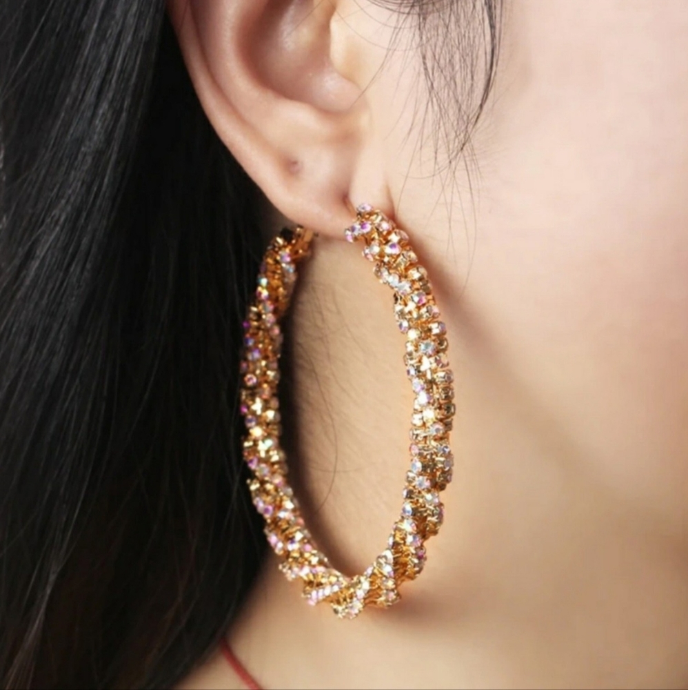 Large rhinestone earrings